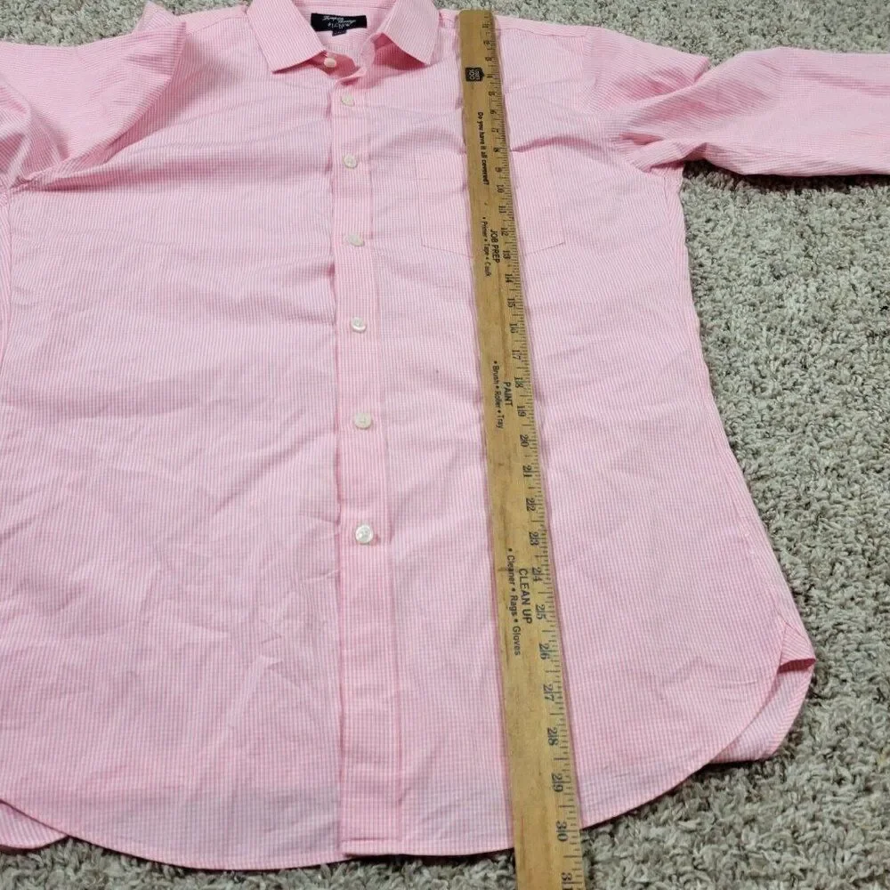 J Crew Shirt Mens Large Pink Check  Button Up Preppy Thompson Shirtings Stains*
